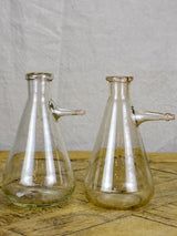 Pair of vintage flasks from a laboratory with spouts 7½"