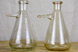 Pair of vintage flasks from a laboratory with spouts 7½"