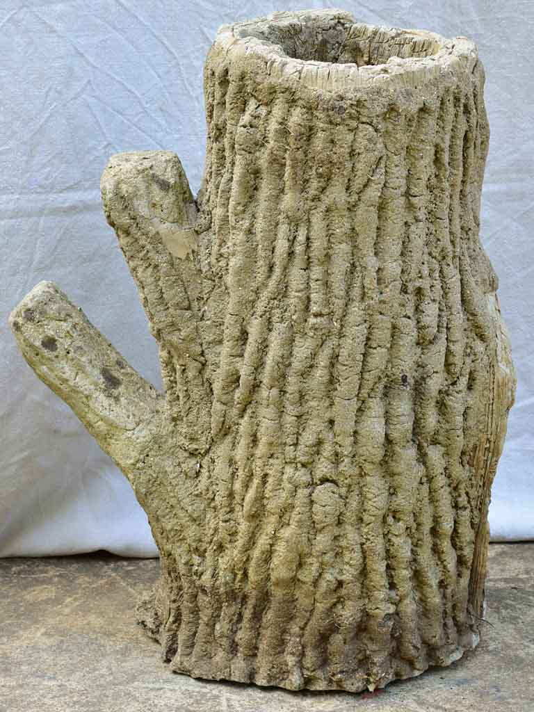 Life size faux bois tree stump garden planter 1940's 22½"