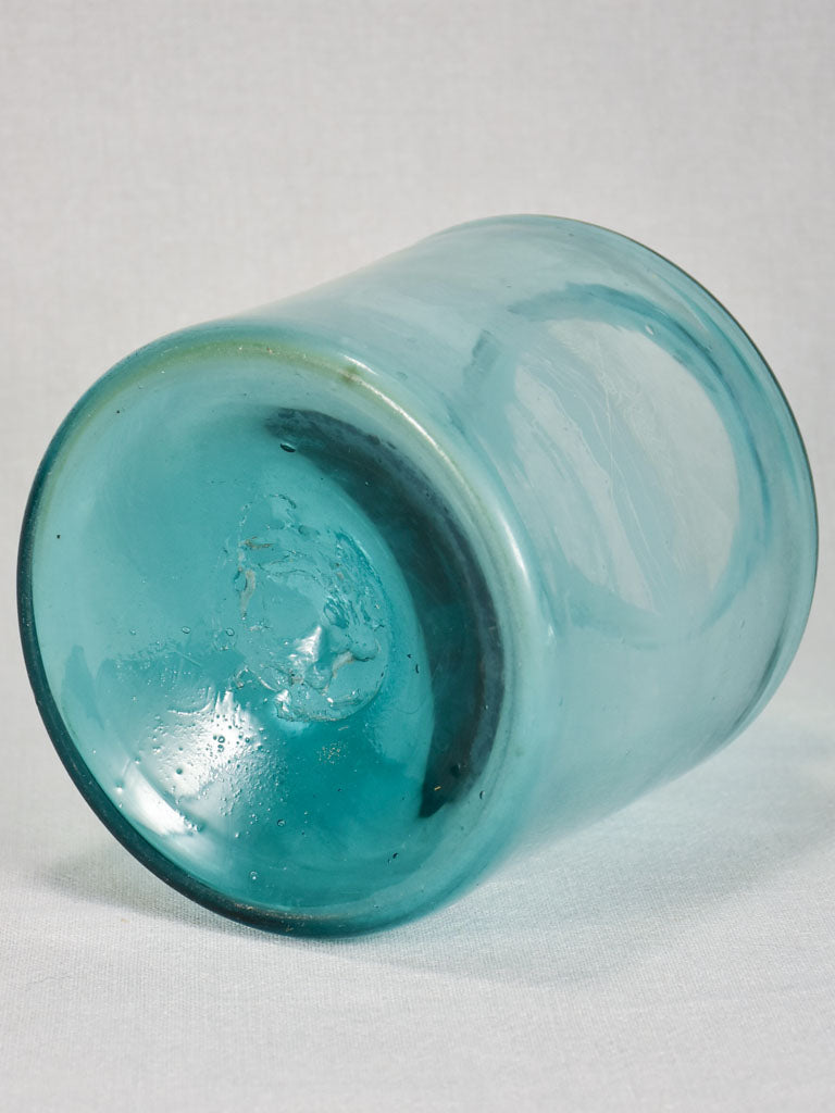 Rare small early 19th-century blown glass preserving jar - turquoise 8¼"