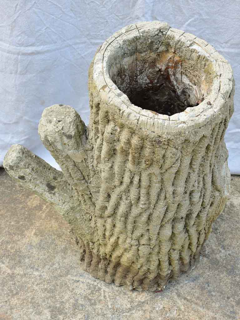 Life size faux bois tree stump garden planter 1940's 22½"