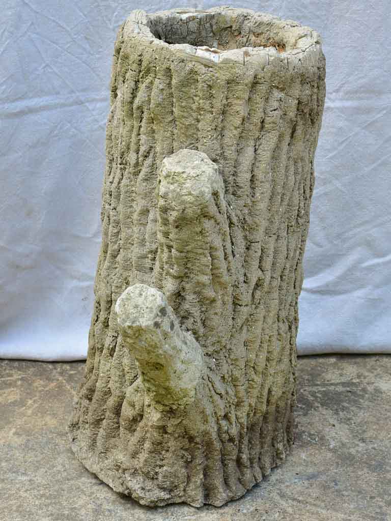 Life size faux bois tree stump garden planter 1940's 22½"