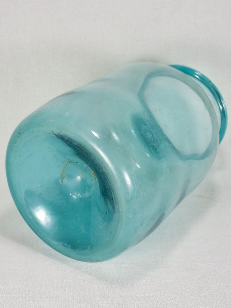 Rounded early 19th-century blown glass preserving jar - blue 14½"