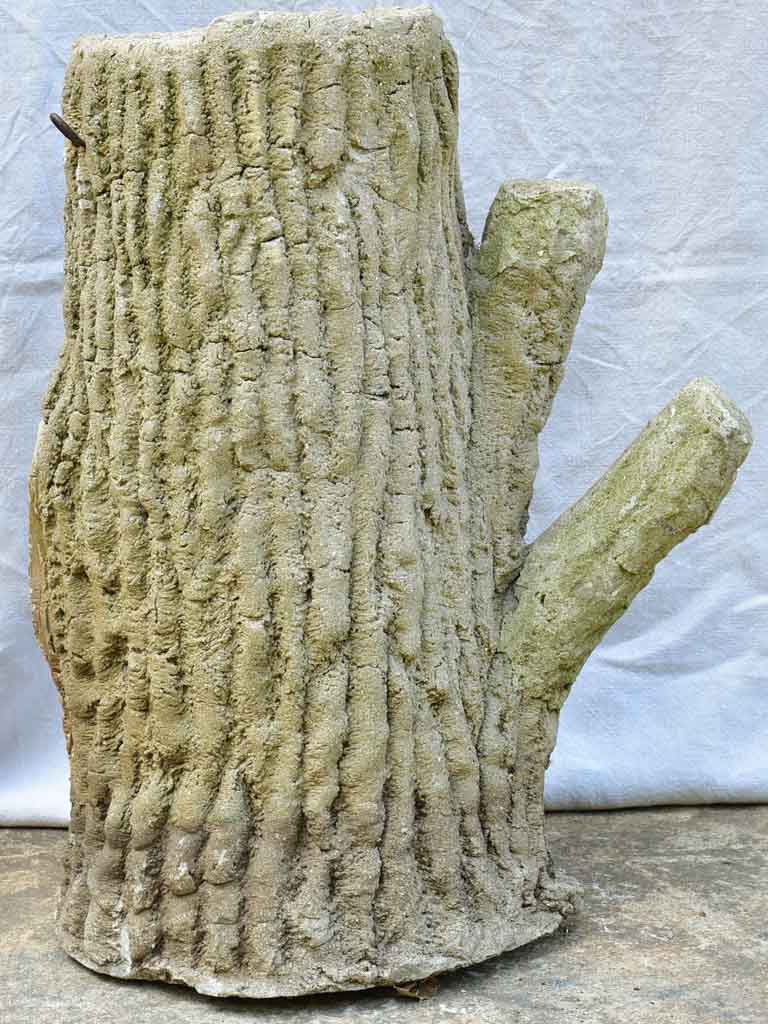 Life size faux bois tree stump garden planter 1940's 22½"