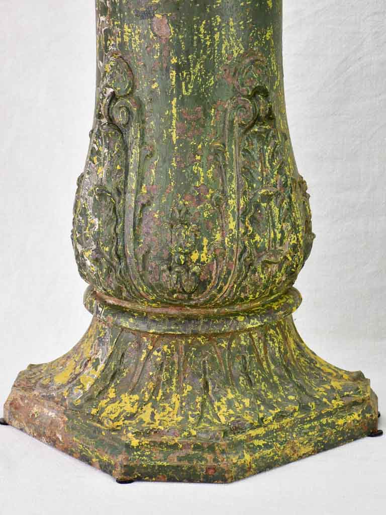 Pair of 19th Century French cast iron columns with green patina 23¾"