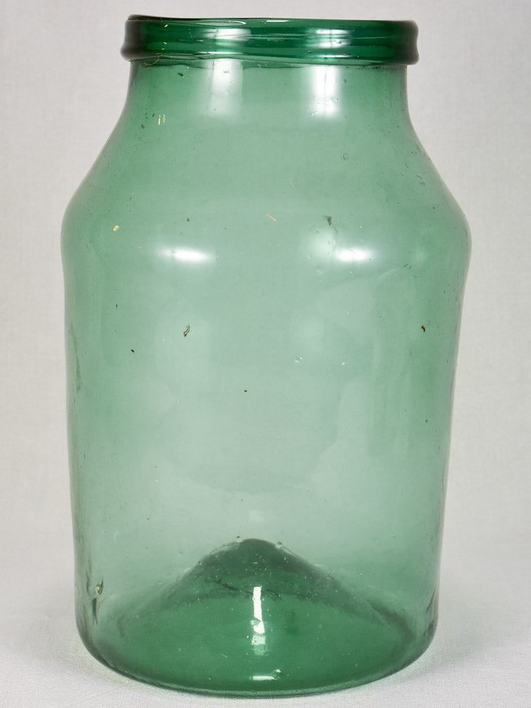 Early 19th-century blown glass preserving jar - green 15¼"