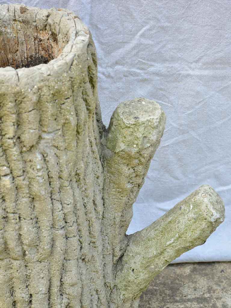 Life size faux bois tree stump garden planter 1940's 22½"