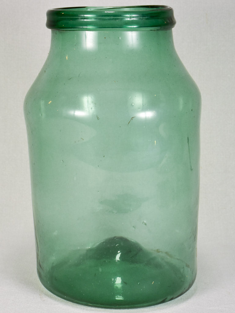 Early 19th-century blown glass preserving jar - green 15¼"