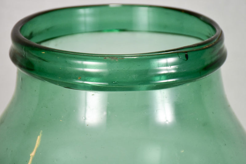 Early 19th-century blown glass preserving jar - green 15¼"