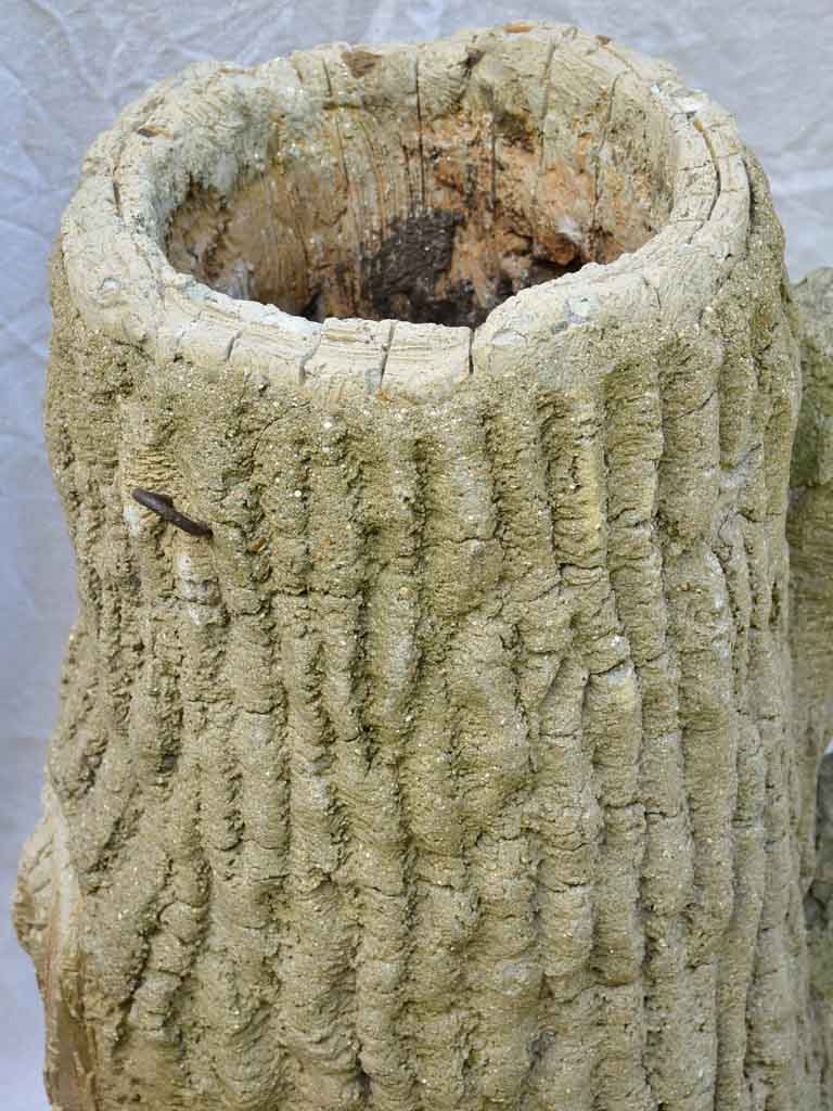 Life size faux bois tree stump garden planter 1940's 22½"