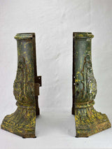 Pair of 19th Century French cast iron columns with green patina 23¾"