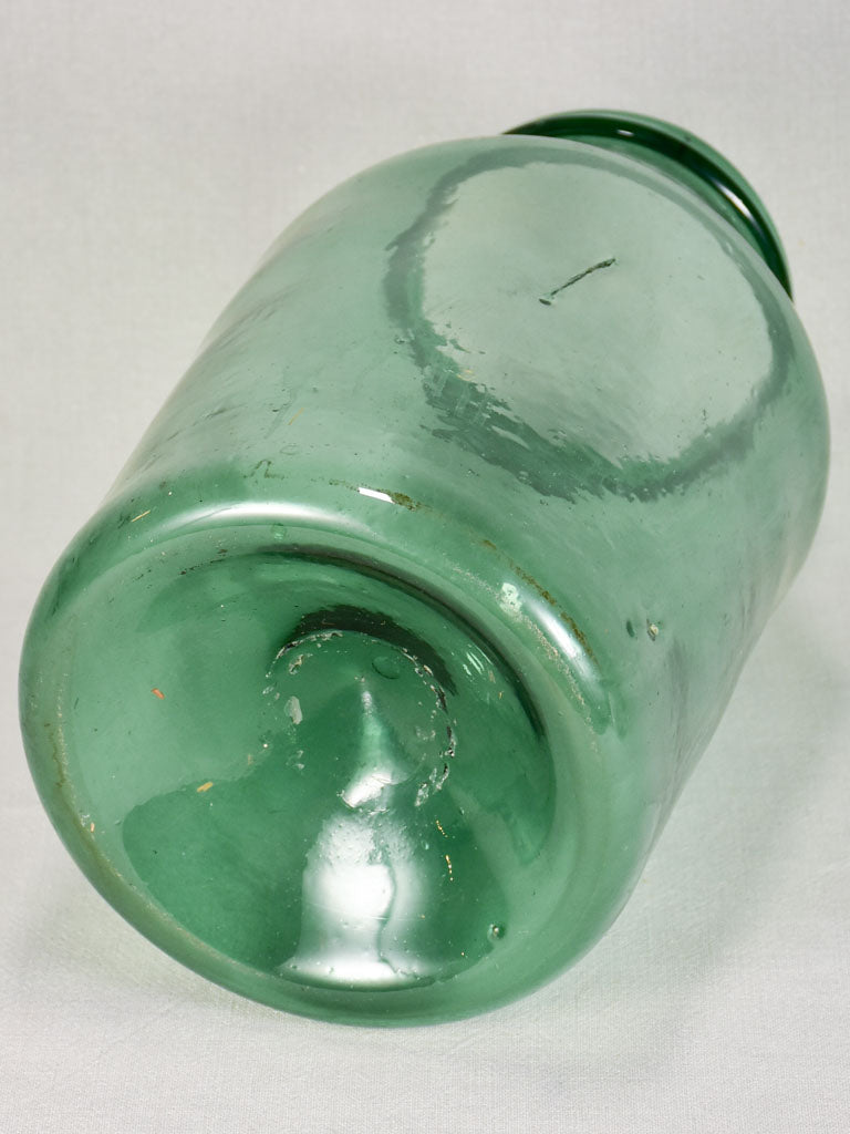 Early 19th-century blown glass preserving jar - green 15¼"