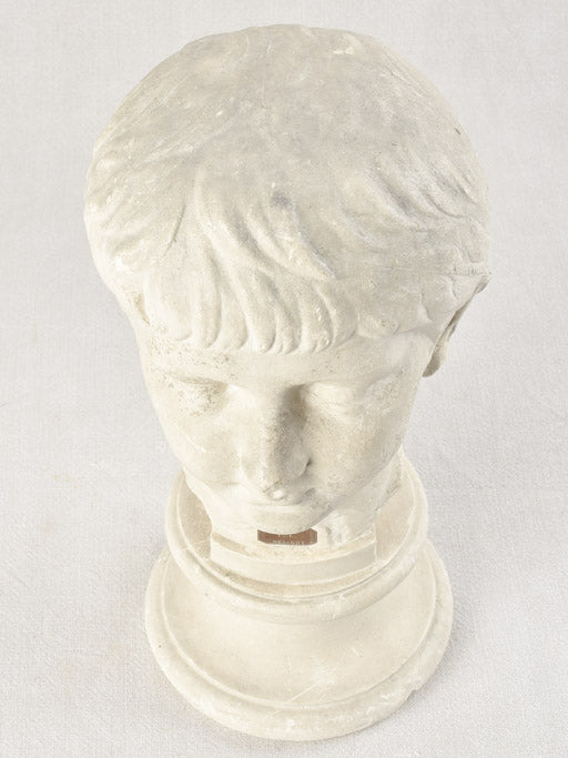 19th century portrait sculpture of a young boy 15"