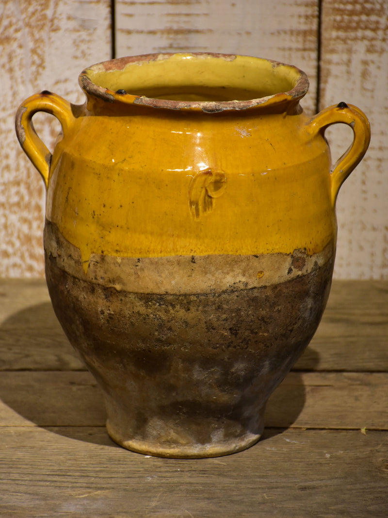 19th century French confit pot with orange glaze