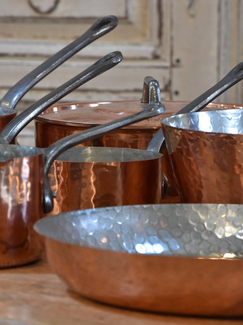 Set of French copper saucepans and frypans - 7 pieces