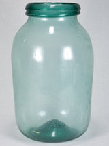 Oval-shaped early 19th-century blown glass preserving jar - blue-green 16¼"