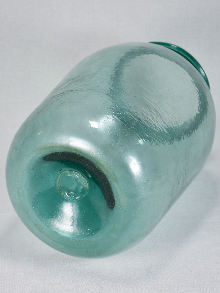 Oval-shaped early 19th-century blown glass preserving jar - blue-green 16¼"