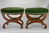 Pair of 19th Century French foot rests - oak & green velour