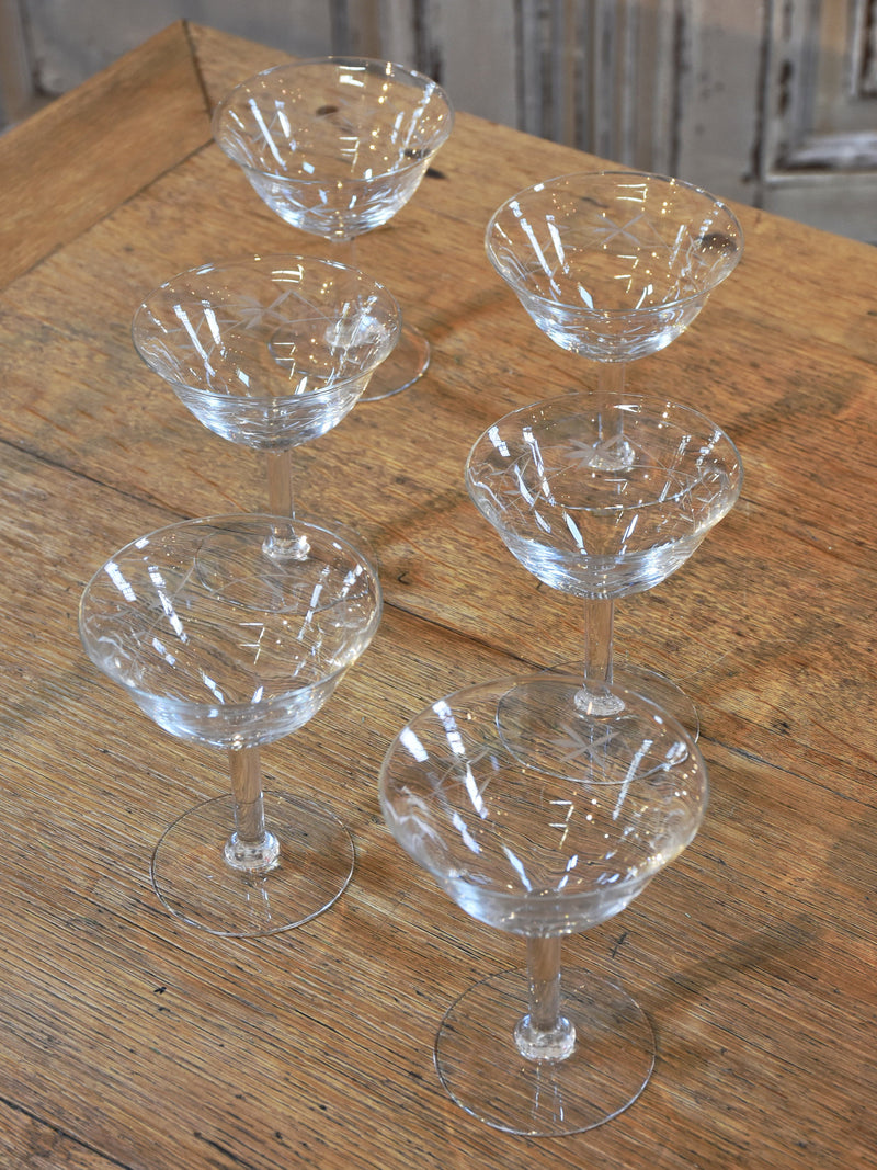 19th Century Champagne Flutes in Val Saint Lambert Crystal, Set of