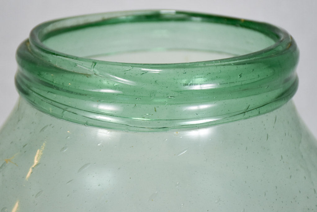 Early 19th-century blown glass preserving jar - green with pointed shoulders 16½"