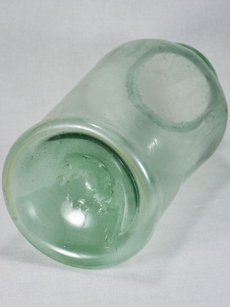 Early 19th-century blown glass preserving jar - green with pointed shoulders 16½"