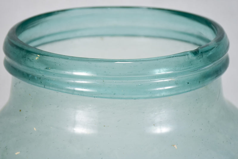 Early 19th-century blown glass olive preserving jar - light blue 14½"