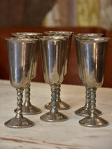 Vintage Pewter Rich-Patina Champagne Glasses