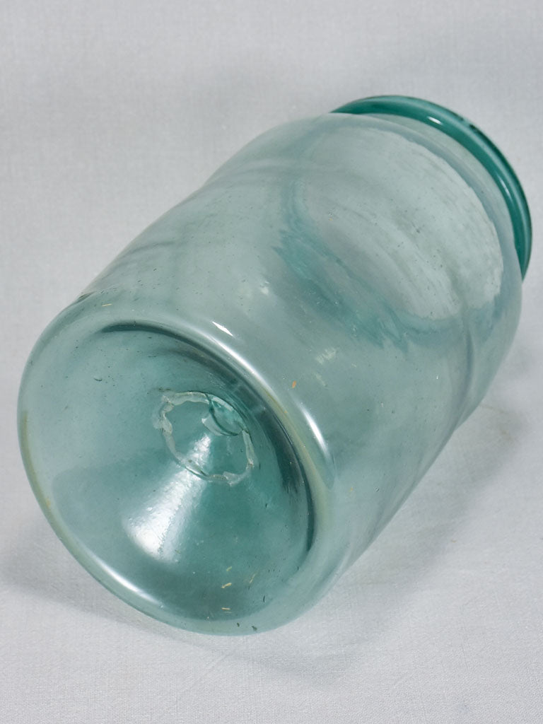 Early 19th-century blown glass olive preserving jar - light blue 14½"