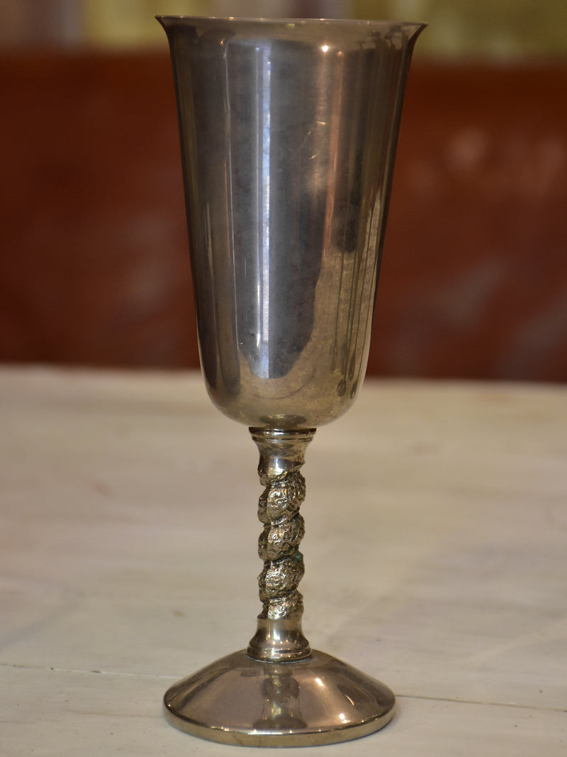 Antique Pewter Fine-Detailed Champagne Glasses 