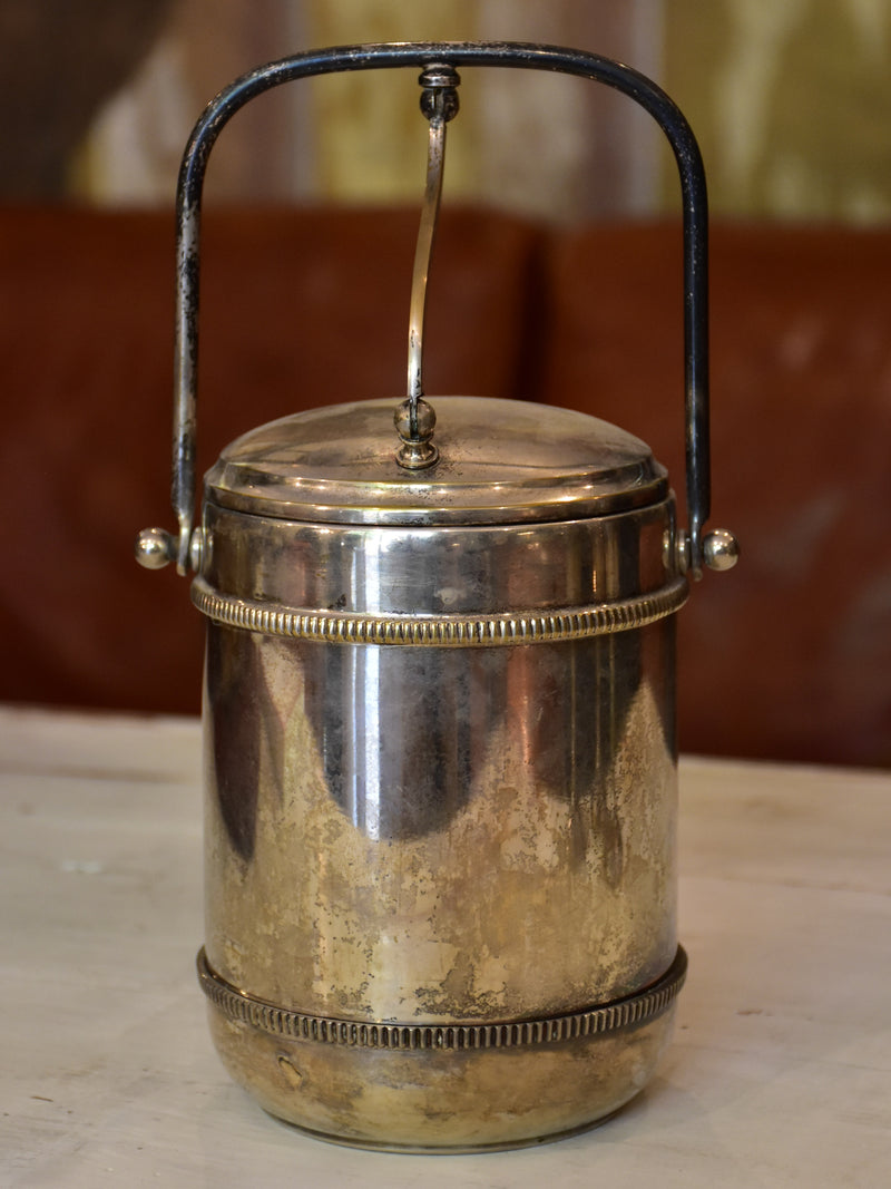 Vintage French ice bucket with insulating glass liner Chez Pluie