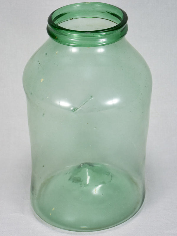 Early 19th-century blown glass preserving jar - green with cone base 16½"