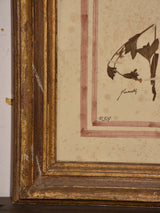 Italian botanical flowers in an antique gilded frame