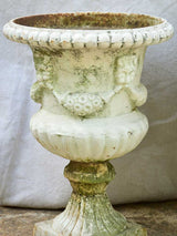Pair of 19th Century cast iron Medici urns with white paint finish 17¼"