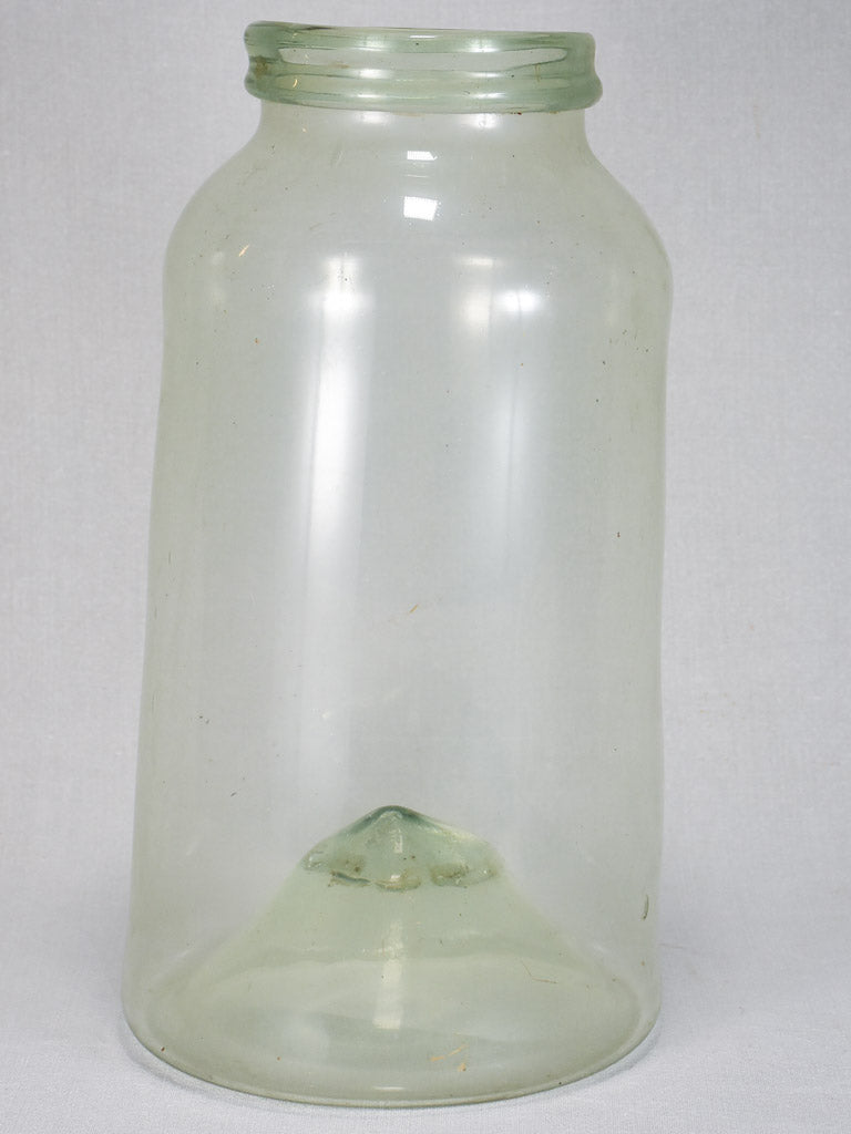 Early 19th-century blown glass preserving jar - clear with round base 17"