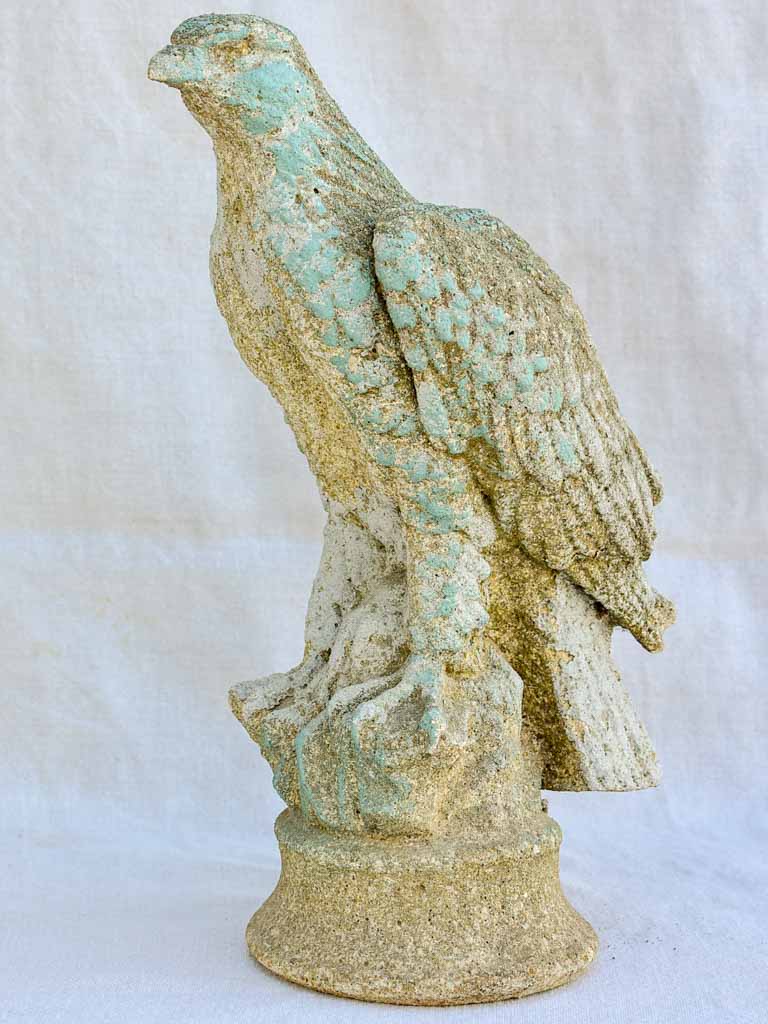 Mid century French eagle sculpture with blue gray patina 15"