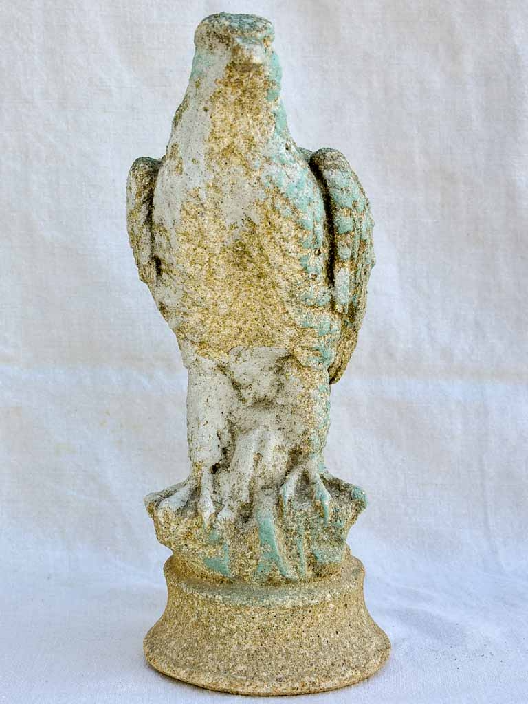 Mid century French eagle sculpture with blue gray patina 15"