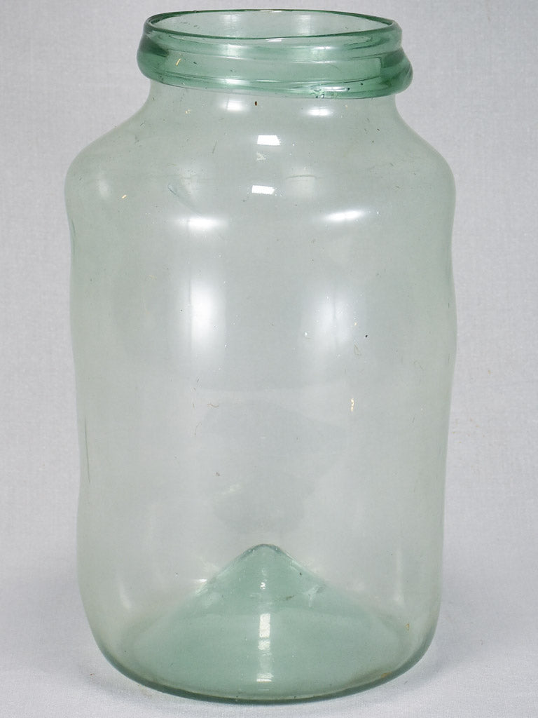 Early 19th-century blown glass preserving jar and triangular base 15¾"