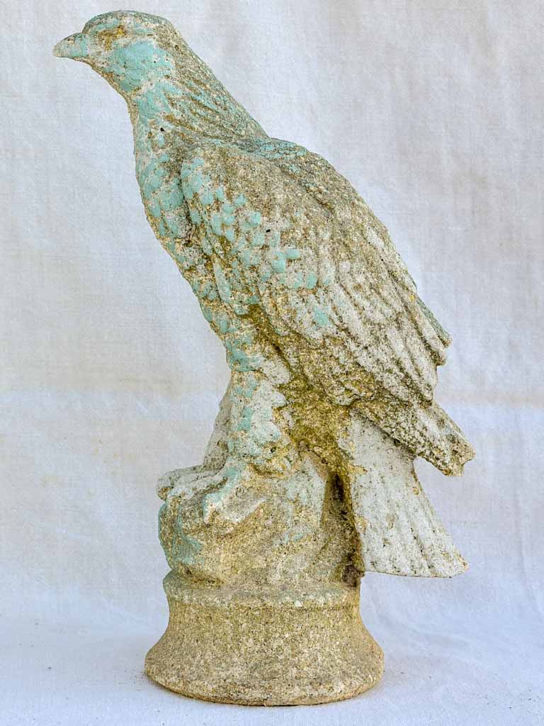 Mid century French eagle sculpture with blue gray patina 15"