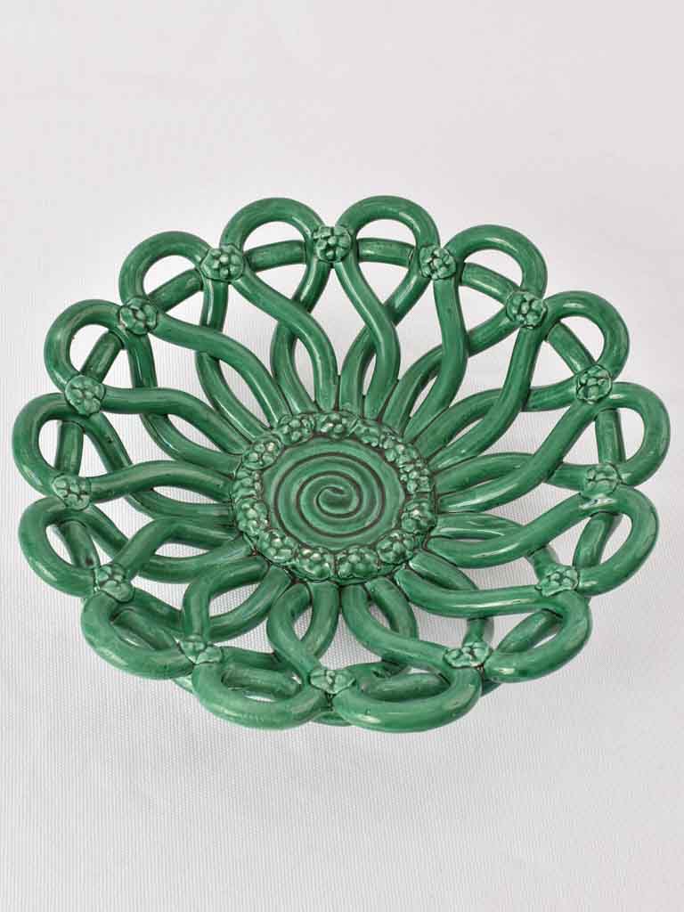 Woven bowl w/ flowers - Vallauris green 11½"