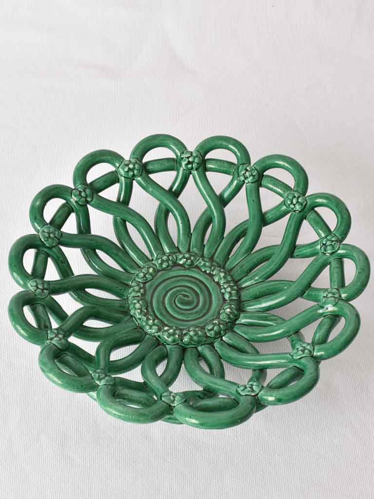 Woven bowl w/ flowers - Vallauris green 11½"