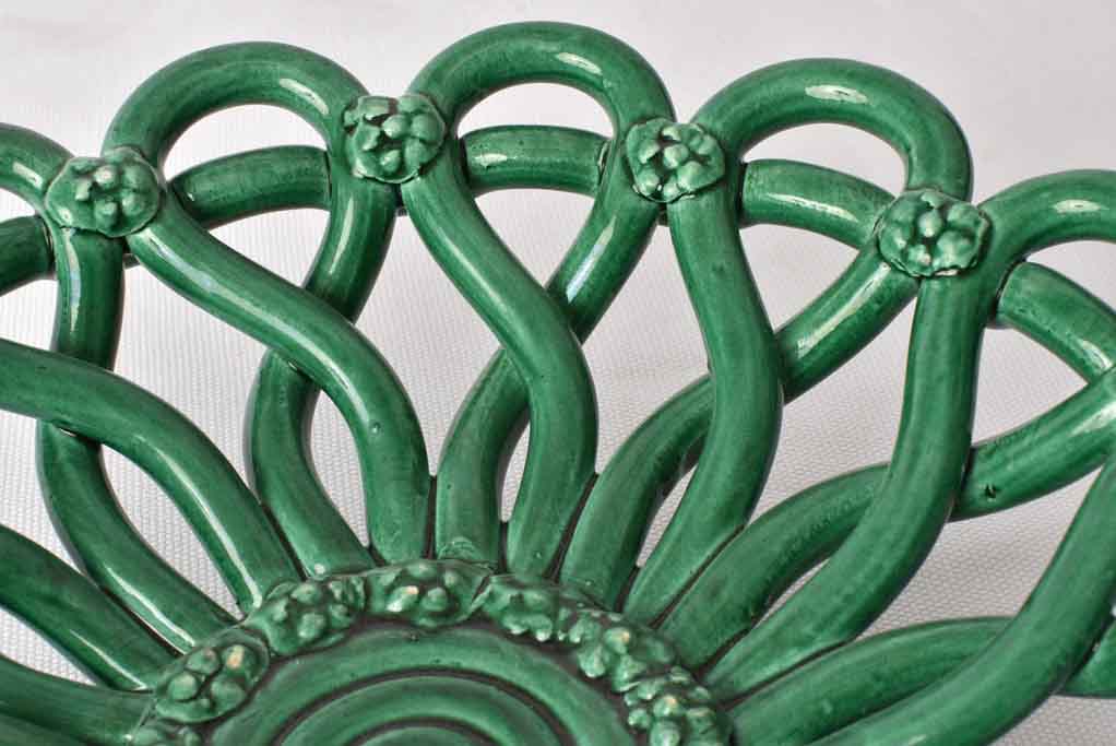 Woven bowl w/ flowers - Vallauris green 11½"