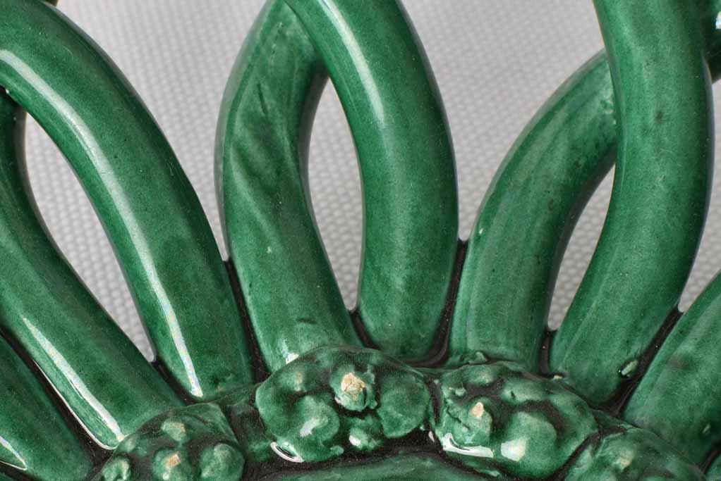 Woven bowl w/ flowers - Vallauris green 11½"