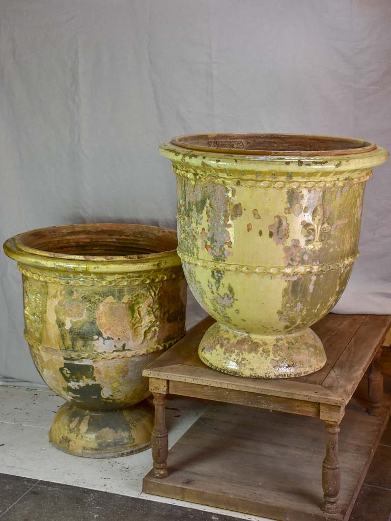 Two very large French garden urns from Saint-Jean-de-Fos. 1950's.  30¾"
