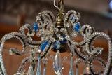Small French chandelier with blue droplets