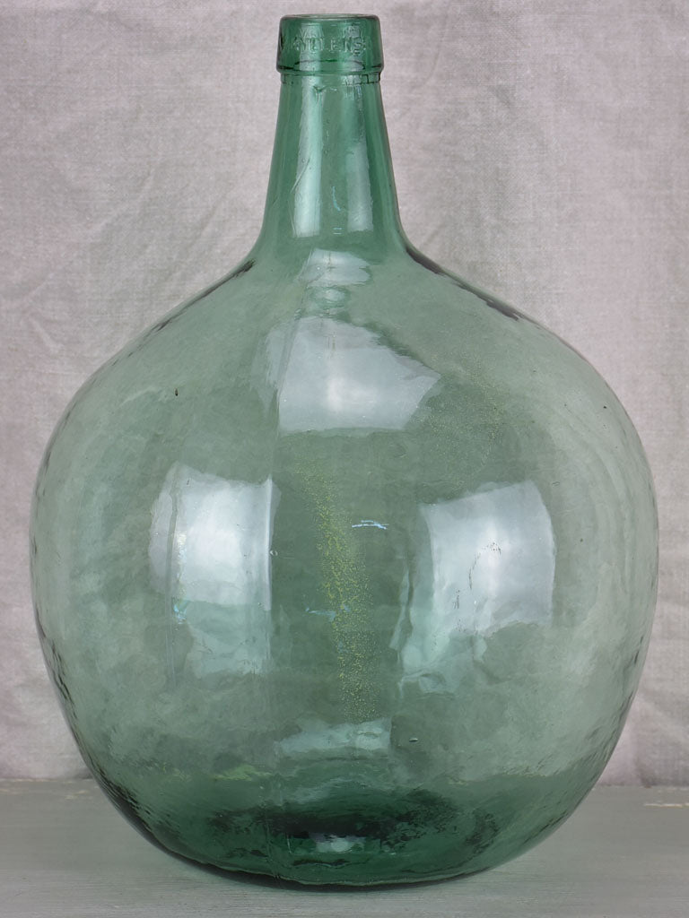 Antique French demijohn bottle - blue green