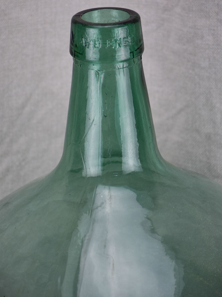Antique French demijohn bottle - blue green