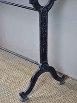Antique French bistro table with oak top and cast iron base