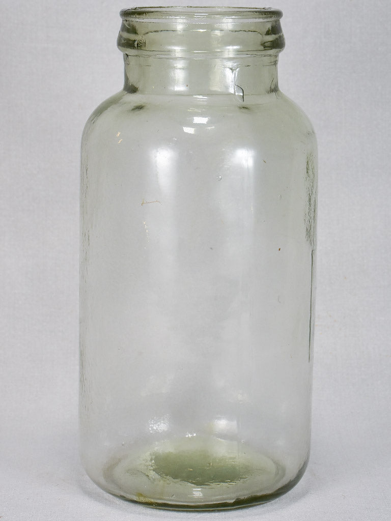 Small early 20th-century blown glass preserving jar with flat base 14¼"