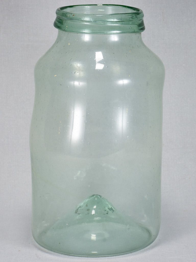 Early 19th-century blown glass preserving jar with cone base 16¼"