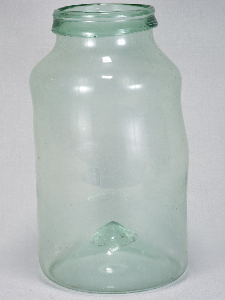Early 19th-century blown glass preserving jar with cone base 16¼"
